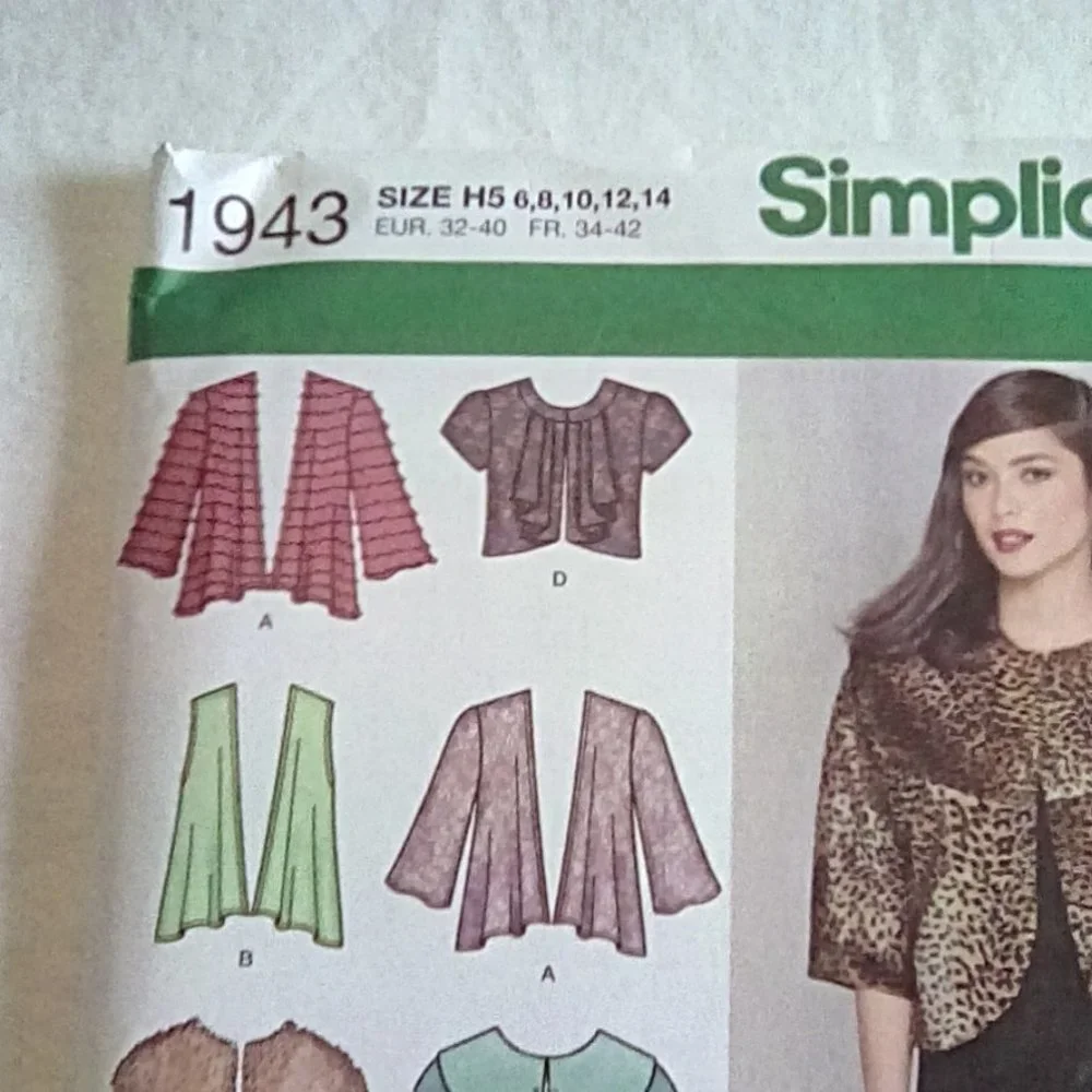 Simplicity # 1943 Misses  Knit & Woven Jackets